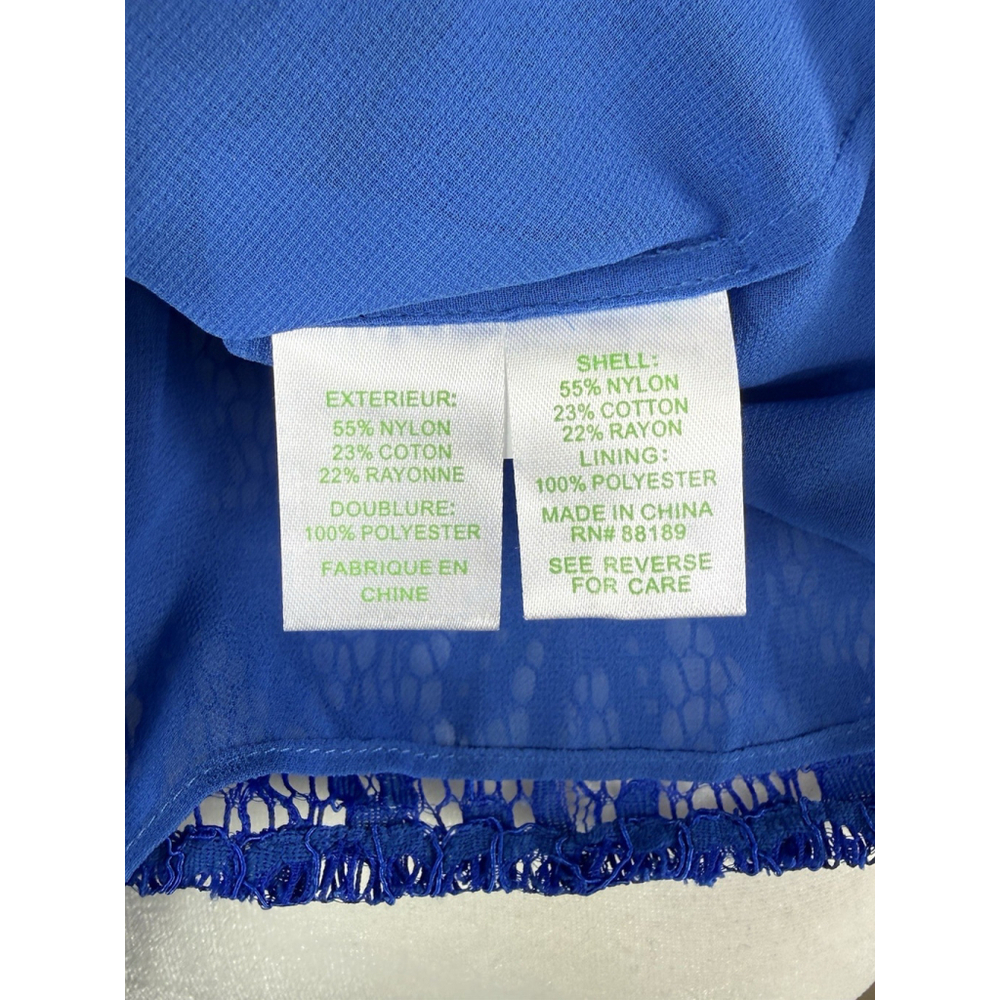 Lilly Pulitzer TOBYN XS Off The Shoulder Top Ikat Blue Palm Tree Lace Blouse - Picture 8 of 9